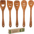 MFC 5-Piece Wooden Cooking Spoons - Kitchen Spatula Set from Natural Cherry Wood - Wooden Spoons for Cooking - Funny Utensil Set with Smiley Faces...