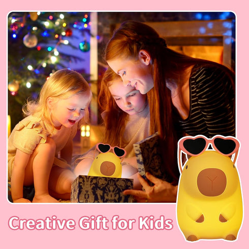 Attivolife Capybara Night Light, Summer Capybara Silicone Lamp for Girls, Nursery Touch Nightlight Portable with Dim, Funny Bathroom Table Decor B...