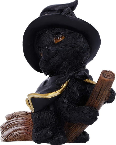 Nemesis Now Tabitha Small Witches Familiar Black Cat and Broomstick Figurine, 11cm...