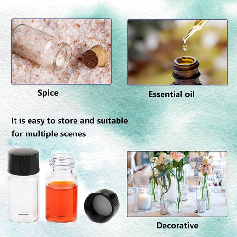 20 PCS 20ML (5 dram) Clear Small Liquid Sample Glass Vials with Screw Caps, 27.5mm Diameter x 57mm Length Leak-Proof Vial, 24-414 Black Screw Cap ...