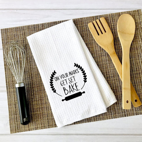 ZJXHPO Baker Towel Gifts On Your Marks Get Set Bake Kitchen Towel British Baking Show Inspired Gift Baking Gift Housewarming Gift Bake Lover Gift ...