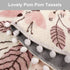 Uphome Small Round Rug 2’ Circle Cute Bath Mat with Pom Poms Fringe Floral Plant Washable Bathroom Rugs Soft Non-Slip Circular Throw Rug Carpet fo...