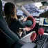 3pcs Fluffy Wine Red Steering Wheel Cover, Fashion Fuzzy Plush Car Steering Wheel Cover with Handbrake Cover & Gear Shift Cover Winter Fur Warm Ve...