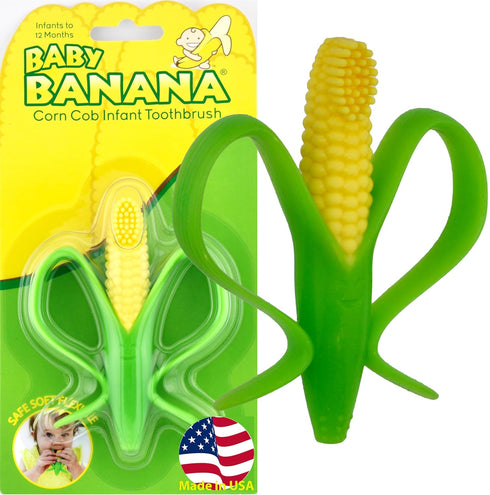 Baby Banana - Corn Cob Toothbrush, Training Teether Tooth Brush for Infant, Baby, and Toddler Green/Yellow Cornelius...