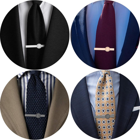 AMITER 3pcs Tie Clips with Initial A-Z, Skinny Tie Bar for Mens Regular Neckties...