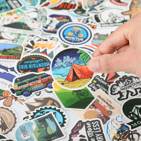 200 Pieces Vinyl Waterproof Wilderness Nature Stickers Hiking Camping Travel Decals for Water Bottles, Phone, Computer, Luggage, Guitar, Adults Te...