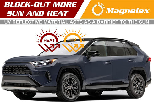 Magnelex Car Windshield Sun Shade with Storage Pouch. Reflective 240T Material Car Sun Visor with Mirror Cut-Out for Car Truck Van or SUV. Foldabl...