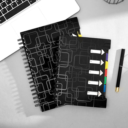 CAGIE 5 Subject Notebook for Work 240 Pages Spiral Notebooks College Ruled with Dividers Tabs A5 Small Note Book for School Office Supplies Note T...