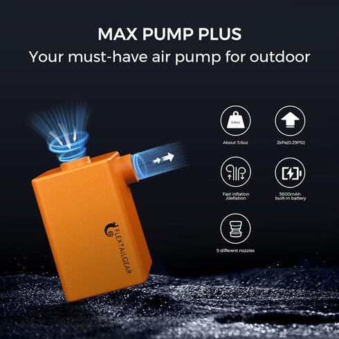 FLEXTAILGEAR - MAX Pump Plus Portable Air Pump with 3600mAh Battery USB Rechargeable Lightwight Quick Inflate Deflate for Pool Floats Bed Air Matt...