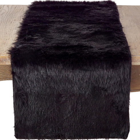 Faux Fur Design Table Runner, 15"x72", Black...