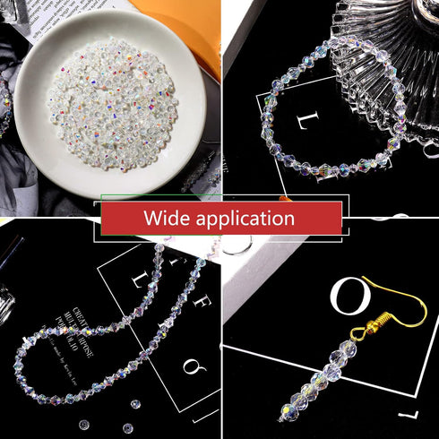 1000 Pcs Crystal Glass Beads for Jewelry Making AB Color Beads Briolette Rondelle Crystal Beads DIY Faceted Crystal Beads for Bracelets Necklace P...