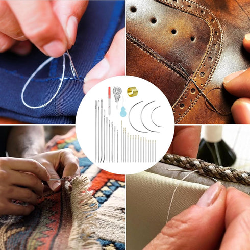 FIVEIZERO Heavy Duty Hand Sewing Needles Set - Large Eye Leather Sewing Needles for Hand Stitching,Upholstery, Carpet,and Canvas Repair, Including...