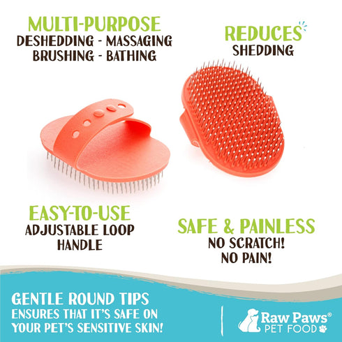 Raw Paws Grooming Brush, 1 ct - Hand-Held Rubber Tipped Pin Brush for Dogs & Cats - Dog Pin Brush - Dog Brush for Shedding - Bath Brush for Dogs w...