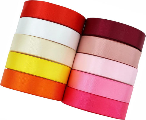 5/8 Inch Wide Solid Color Double Sided Polyester Satin Ribbon 20 Colors X 2 Yard Each Total 40 Yds Per Package...