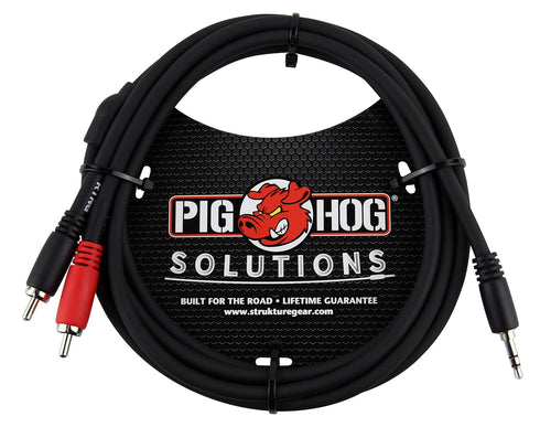 Pig Hog PB-S3R06 3.5 mm to Dual RCA (Male) Stereo Breakout Cable, 6 Feet...