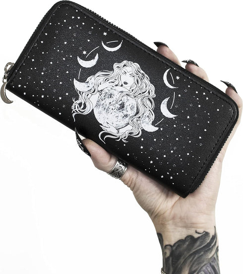 Ro Rox Selene Wallet Moon Phase Goddess Witchcraft Wicca Goth Faux Leather Purse...