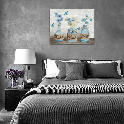 Farmhouse Bathroom Decor Wall Art Rustic Daisy Bathroom Pictures Canvas Print Country Bathroom Relax Soak Unwind Wall Decor Painting Framed Modern...