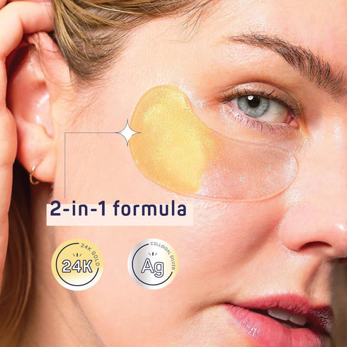 SpaLife Beauty Anti-Aging Under Eye Masks – Hydrogel Eye Patches for Fine Lines, Dryness, & Dullness with 24K Gold, Colloidal Silver – 2-in-1 Skin...