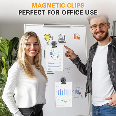 12pack Fridge Magnets Refrigerator Magnets Magnetic Clips Heavy Duty Detailed List Display Paper Fasteners on Home& Office& Teaching (Black, 12)...