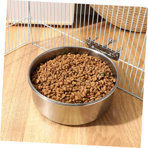 POPETPOP Pet Dog Food Water Bowl for Cage Stainless Steel Non Spill Kennel Detectable Hanging Cats Pets Bowls with Clamp Holder Crate Feeder Dish ...