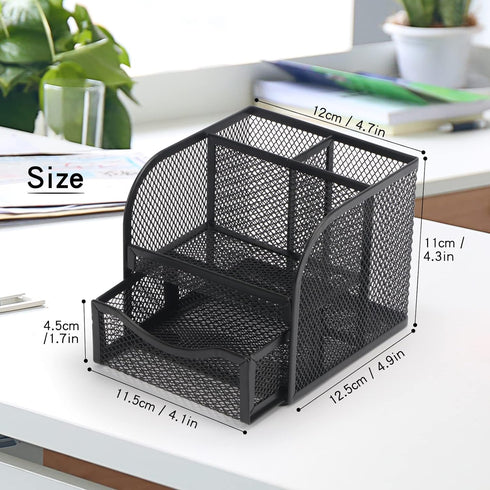 Mesh Desk Organizer, Metal Desk Pencil Pen holder for desk, Desktop Storage Pen Organizers, Office organization Home Art Supply Storage Box Multi-...