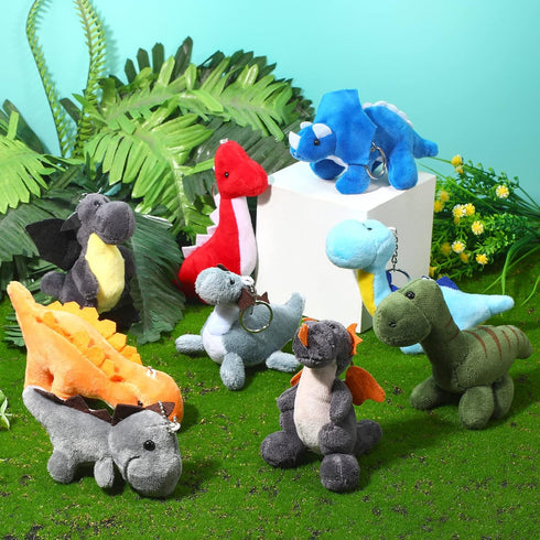 9 Pieces Dinosaur Stuffed Animals 4-6 Inch Mini Plush Dinosaur Figures Assortment Keychain Toy Soft Backpack Ornaments Pendant for Stocking Stuffe...