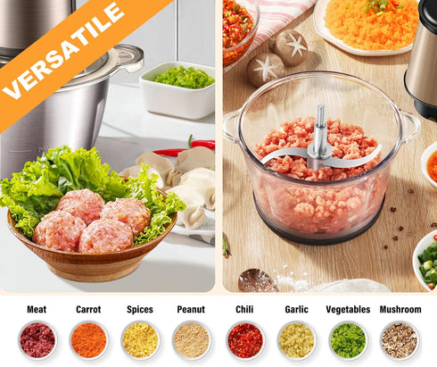 Full Steel Food Processor Blade Plastic-Free Chopping Blade for 8 Cup(2L) Bowl, Compatible with Syvio HOMEASY KOIOS HOVOBO Kitchen-in-the-box and ...