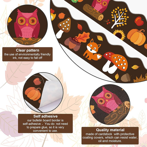 OIIKI 31ft Pumpkin Bulletin Border Stickers, Self-Adhesive Bulletin Board Borders, Blackboard Decorations Borders Trim, Classroom Bulletin Board D...