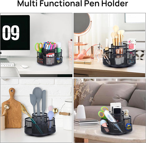 Pen Holder for Desk, Rotating Pencil Holder, Cup Holder for Desk Office Pen Organizer in Black...