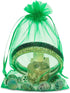 100 Pieces 5x7 inches Gift Wrap Bags Green, Organza Sheer Fabric,Drawstring Classy Present Bags for Baby Shower Favor,Candy,Christmas Favour,Sampl...