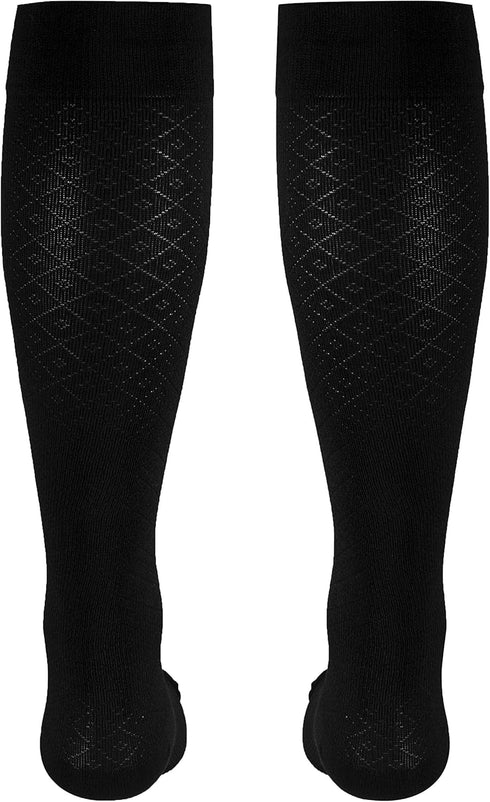 Truform Compression Socks, 15-20 mmHg, Women's Dress Socks, Knee High Over Calf Length, Black Diamond Knit, Medium...