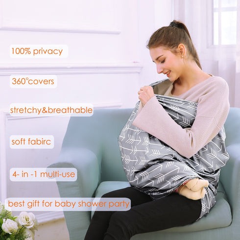 Car Seat Canopy Breastfeeding Cover - Multi Use Baby Stroller and Carseat Cover, Breastfeeding Covers, Boys and Girls Shower Gifts (Classical Arro...