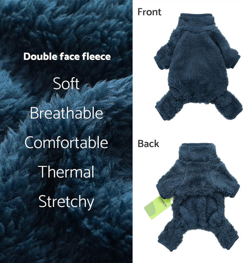 Fitwarm Dog Fuzzy Velvet Pajamas, Dog Winter Clothes for Small Dogs Boy Girl, Pet Jumpsuit, Doggy Apparel, Navy Blue, XXL...