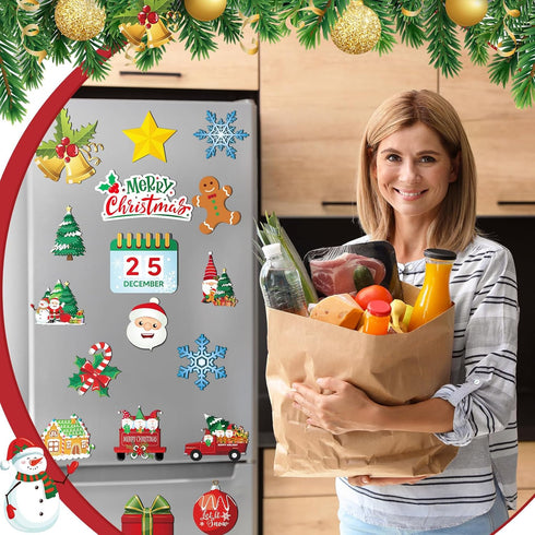 30 Christmas Theme Fridge Sticker Christmas Refrigerator Magnet Santa Claus Snowman Dwarf Snowflake Candy Fridge Magnet Stickers Decorations Xmas ...