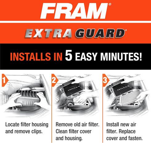 FRAM Extra Guard CA10348 Replacement Engine Air Filter for Select Jeep Wrangler (3.6L & 3.8L), Provides Up to 12 Months or 12,000 Miles Filter Pro...