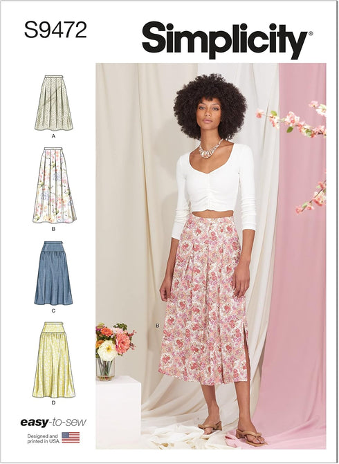 Simplicity Misses' Skirt Sewing Pattern Kit, Code S9472, Sizes 16-18-20-22-24, Multicolor...