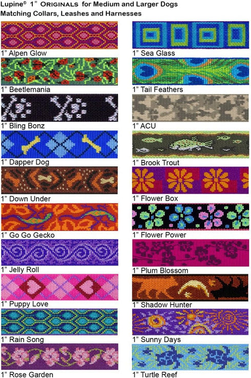 LupinePet Originals 1" Rose Garden 16-28" Adjustable Collar for Large Dogs...