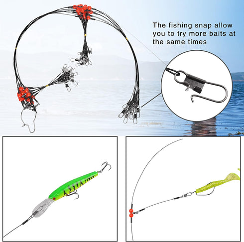 Saltwater Fishing Wire Leader Fishing Leaders with Swivels Snaps Stainless Steel Sulf Fishing Rigs Fishing Gear Tackles for Lures Bait Hooks...