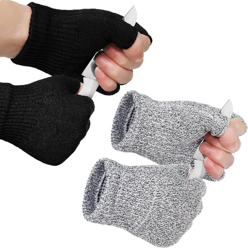 2 Pair Cut Resistant Half Finger Protection Gloves for Home Use...