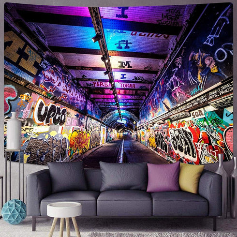 MEETSIOY Graffiti Wall Tapestry 80x60 Inches Street Creative Art Wall Art Hanging Decor GTLHMT1026...