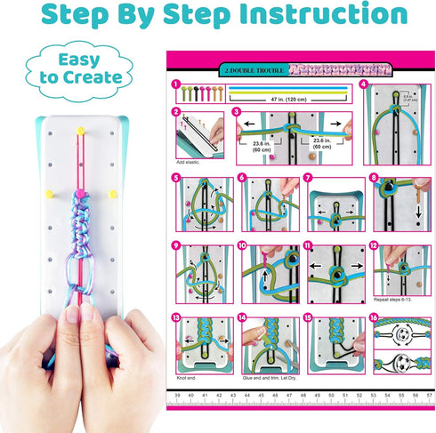Friendship Bracelet Making Kit for Girls, DIY Braided Rope Kids Jewelry Making Kit Craft Toys for 6 7 8 9 10 11 12 Years Girls, Travel Activity Se...