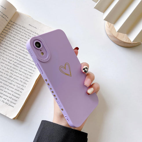 Qokey for iPhone XR Case(2018 6.1"), Side&Back Cute Plated Love Heart with Anti-Fall Lens Cameras Cover Protection Soft TPU Shockproof Anti-Finger...