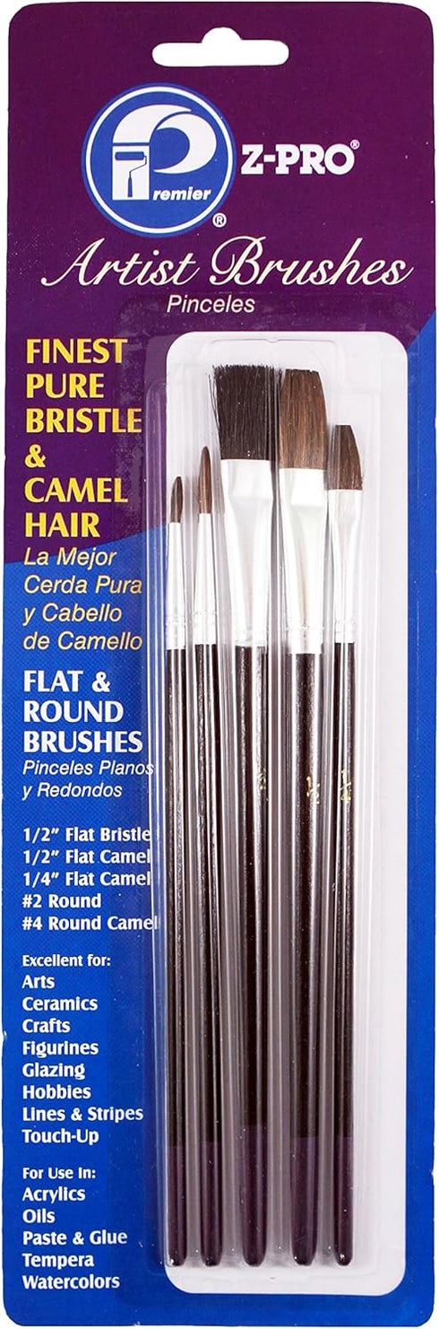 Premier Artist Brushes Bristle & Camel Hair, 5 Piece Set, AR10105...