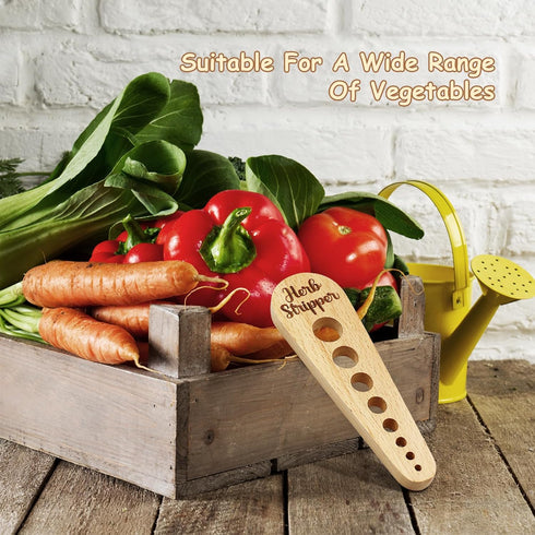 Herb Stripper Wooden Vegetable Leaf Remover Rustic Safe Kitchen Tool Cooking Gifts for Chefs and Housewives (Wooden)...