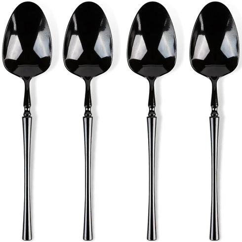 Infinity Flatware Black Disposable Teaspoons - 32 Count | Posh Premium Plastic Cutlery for Special Occasions...