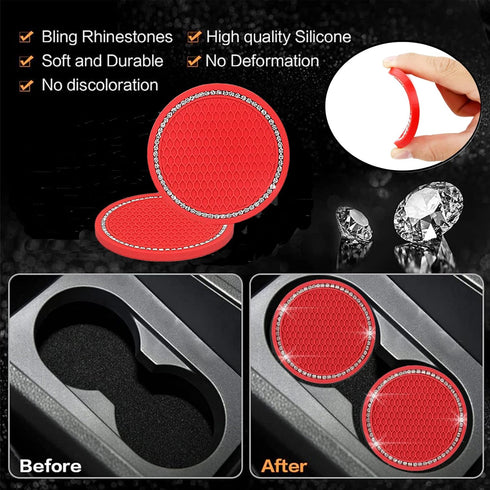 1 Sets 6 Pieces Fluffy Steering Wheel Cover Set for Women,ZYNQACC Diamond Plush Steering Wheel Cover Bling Car Coaster Rhinestone Ring Sticker Aut...