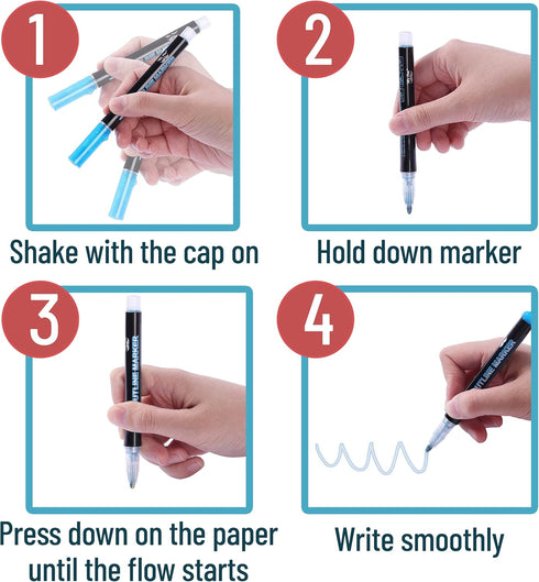 Mr. Pen- Double Line Outline Markers, 10 Colors, Shimmer Markers, Self-Outline Metallic Markers, Outline Pens, Craft Pens...
