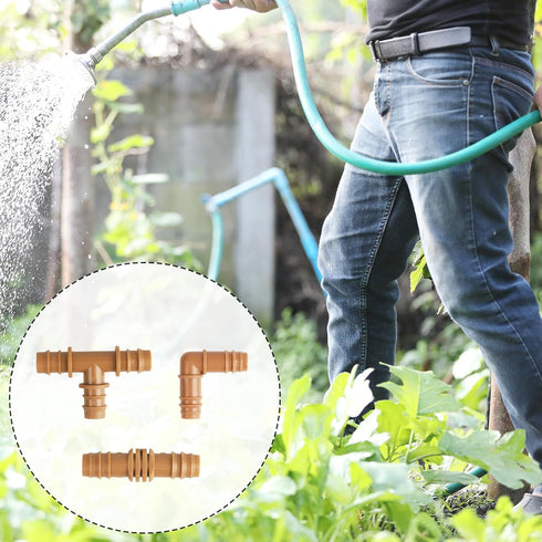 28 Pieces Drip Irrigation Fittings Kit for 1/2 Inch Tubing, 7 Couplings, 7 Tees, 7 Elbows, 7 End Cap Plugs, Barbed Connectors for Rain Bird, Compa...