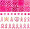 570PCS Breast Cancer Awareness Beads Charms for Jewelry Making, Pink Ribbon Charms Clay Beads Acrylic Crystal Pink Beads for Bracelet Necklace Ear...