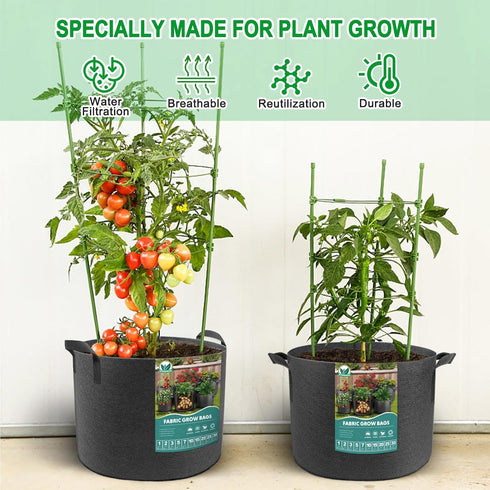 Plant Grow Bags 15 Gallons-5 Pack Multi-Purpose Nonwoven Fabric Pots with Durable Handles,Outdoor Garden Plant Pots for Vegetables Fruits Flowers ...